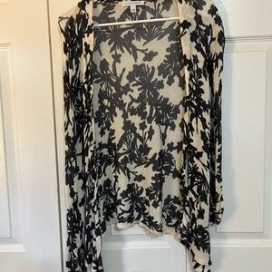 Grey floral open front cardigan